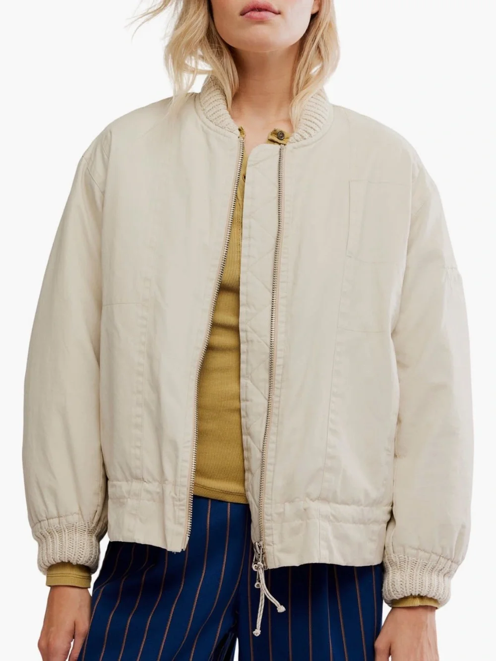 🆕 FREE PEOPLE We The Free Jax Washed Bomber / Almond Flour $198